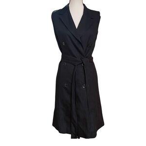 H&M Black Sleeveless Sheath Dress with V-Neck Button‎ Closure Waist Belt